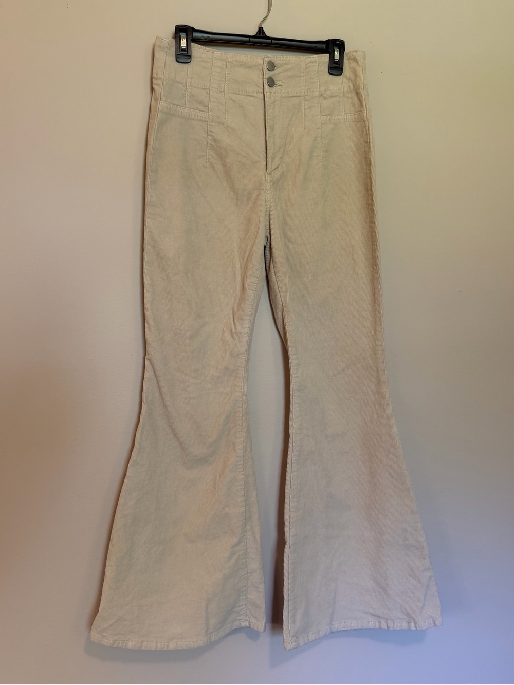 Altar'd State Cream Corduroy High-Rise Flare Pants